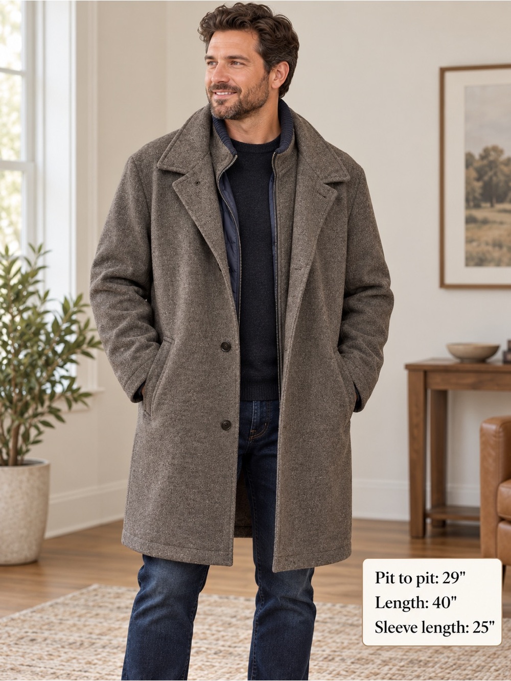 Hart Schaffner Marx Macbeth Wool Blend Car Coat Mens 2XT Gray Zip Bib Overcoat